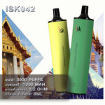ISK042 ทรงสี่เหลี่ยม บุหรี่ไฟฟ้าแบบใช้แล้วทิ้ง 3000 พัฟ Puffs Disposable Vape Thailand