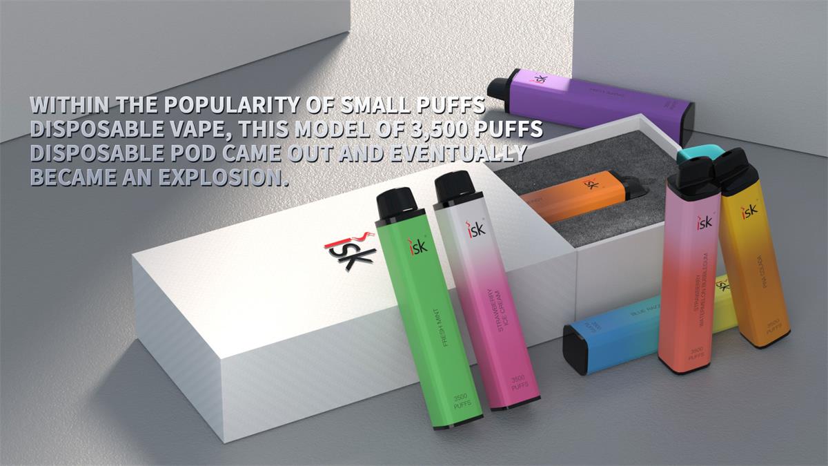 ISK046 บุหรี่ไฟฟ้าใช้แล้วทิ้ง 3500 พัฟ ตาข่ายม้วน Puffs Disposable POD Thailand